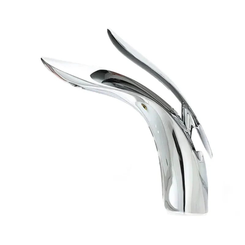 Robinet lavabo salle de bain mitigeur design arrondi - Argenté - Laiton