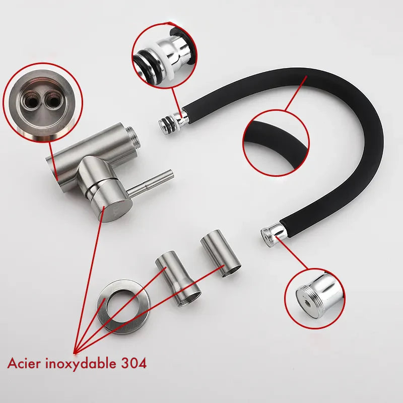 Robinet évier cuisine flexible coloré mitigeur - Argenté