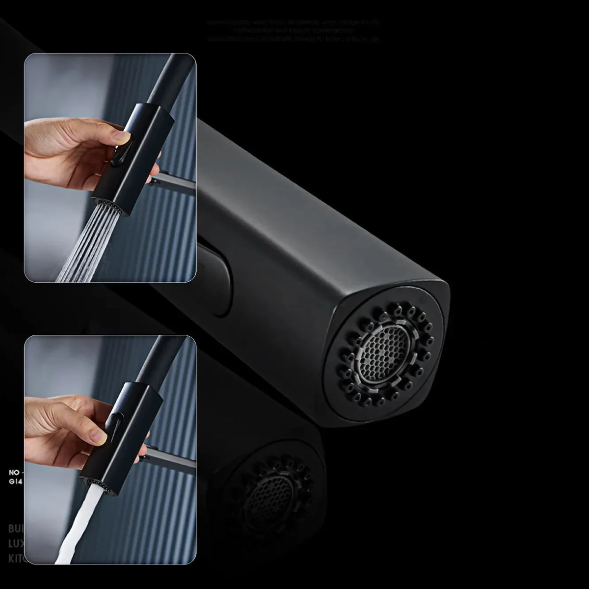 Robinet évier cuisine flexible noir douchette magnétique - Noir - Laiton