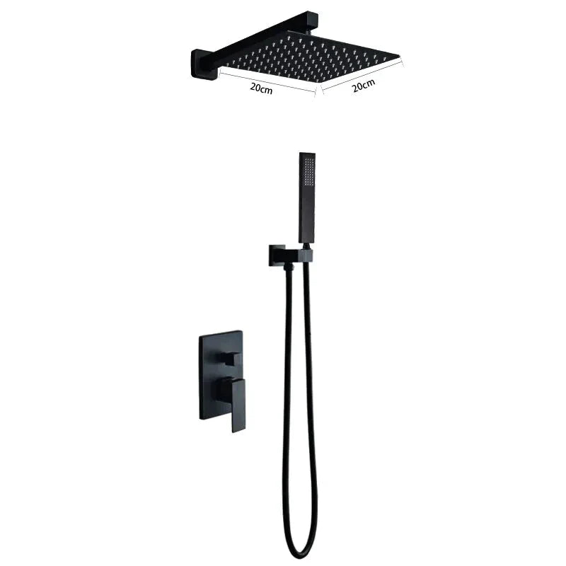 Robinet salle de bain colonne de douche douchette - Noir - Laiton