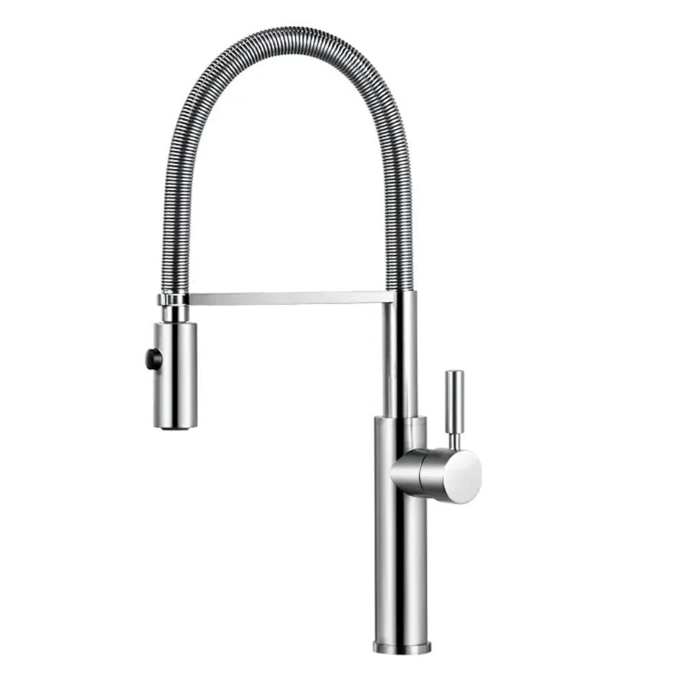 Robinet évier cuisine flexible douchette design - Argenté - Laiton