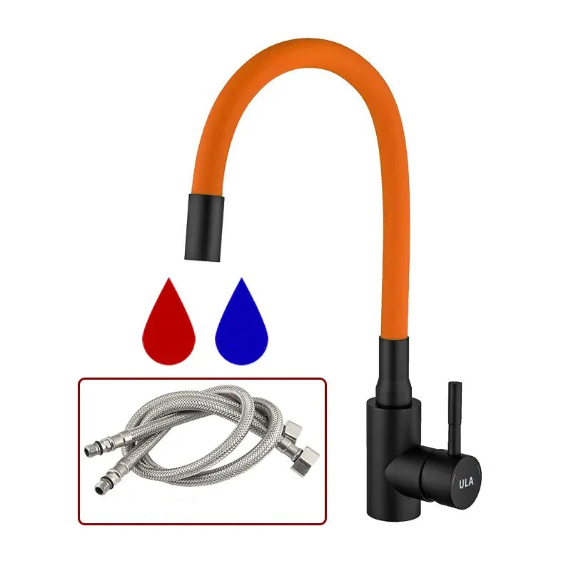Robinet évier cuisine flexible coloré mitigeur - Noir