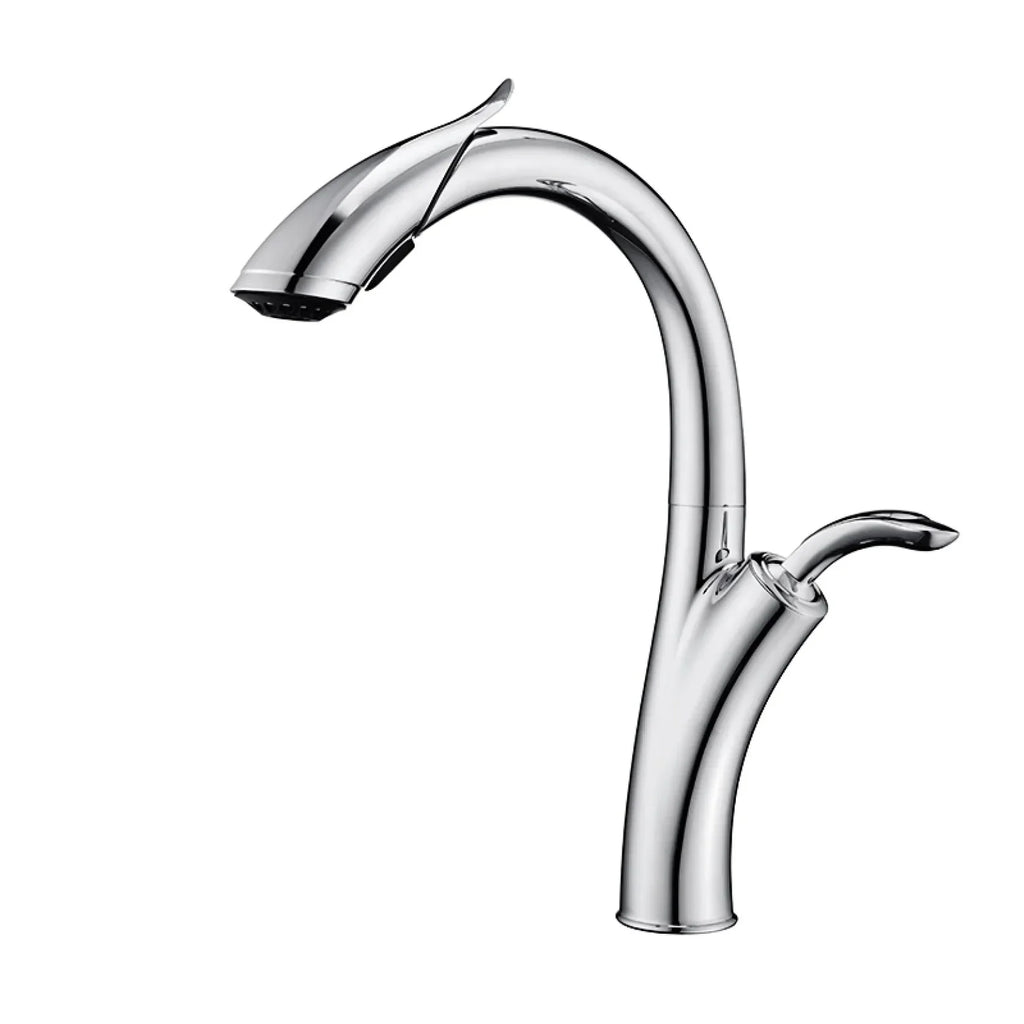 Robinet évier cuisine design flexible douchette - Argenté - Laiton