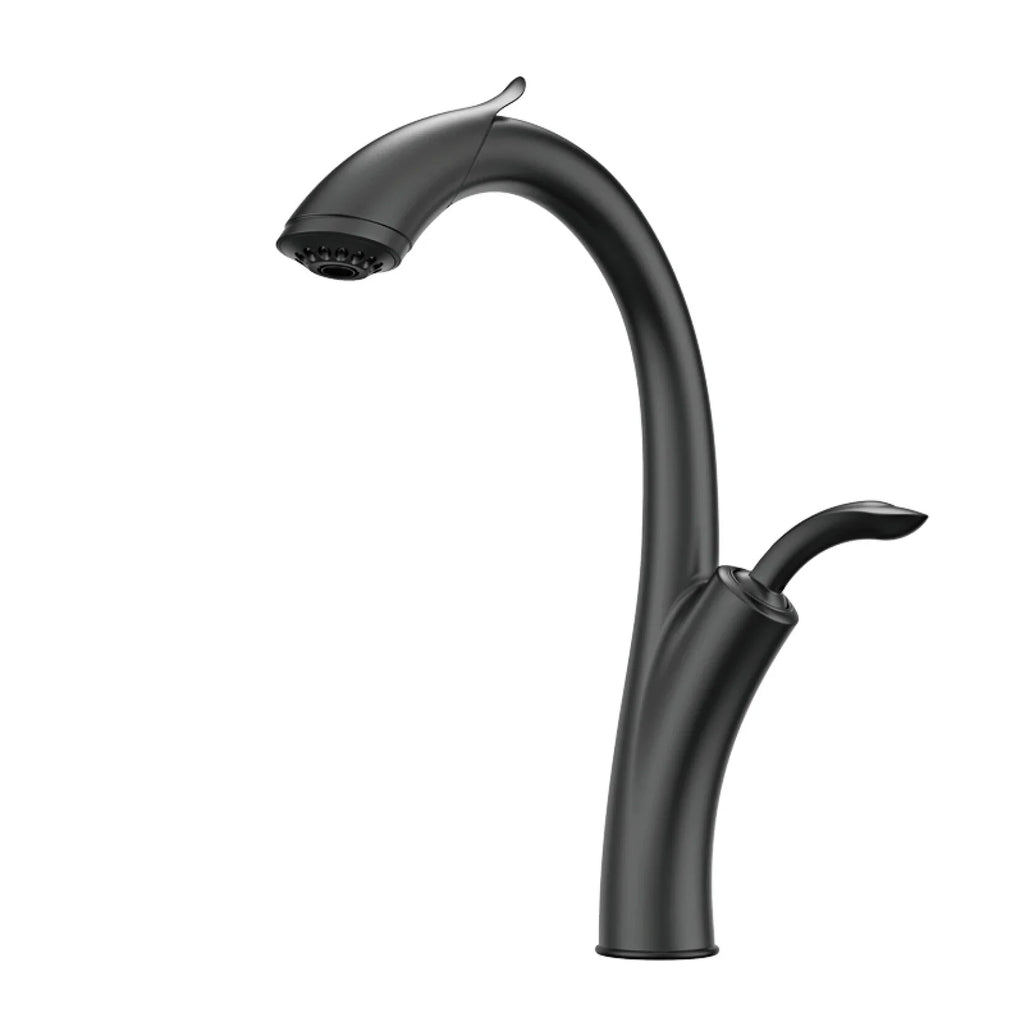 Robinet évier cuisine design flexible douchette - Noir - Laiton