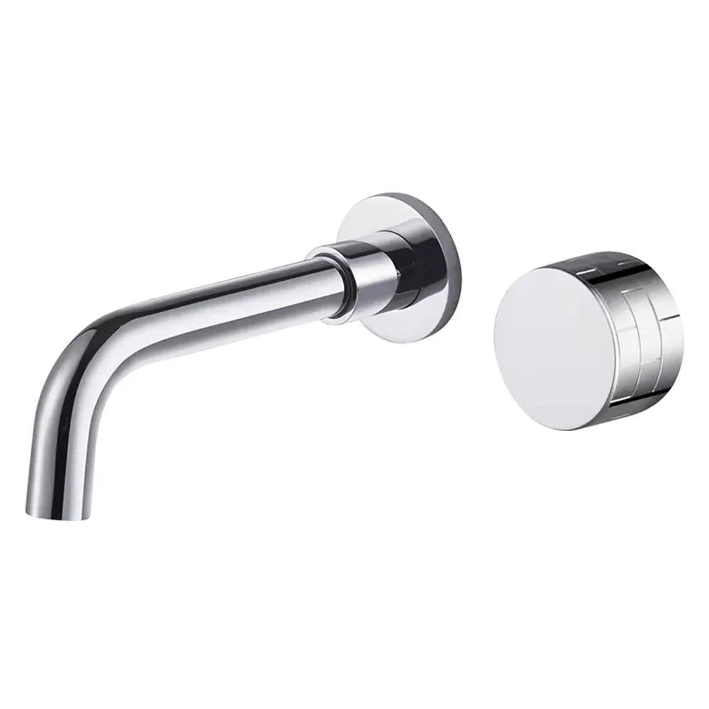 Robinet lavabo salle de bain mural encastrable mitigeur molette - Argenté - Laiton