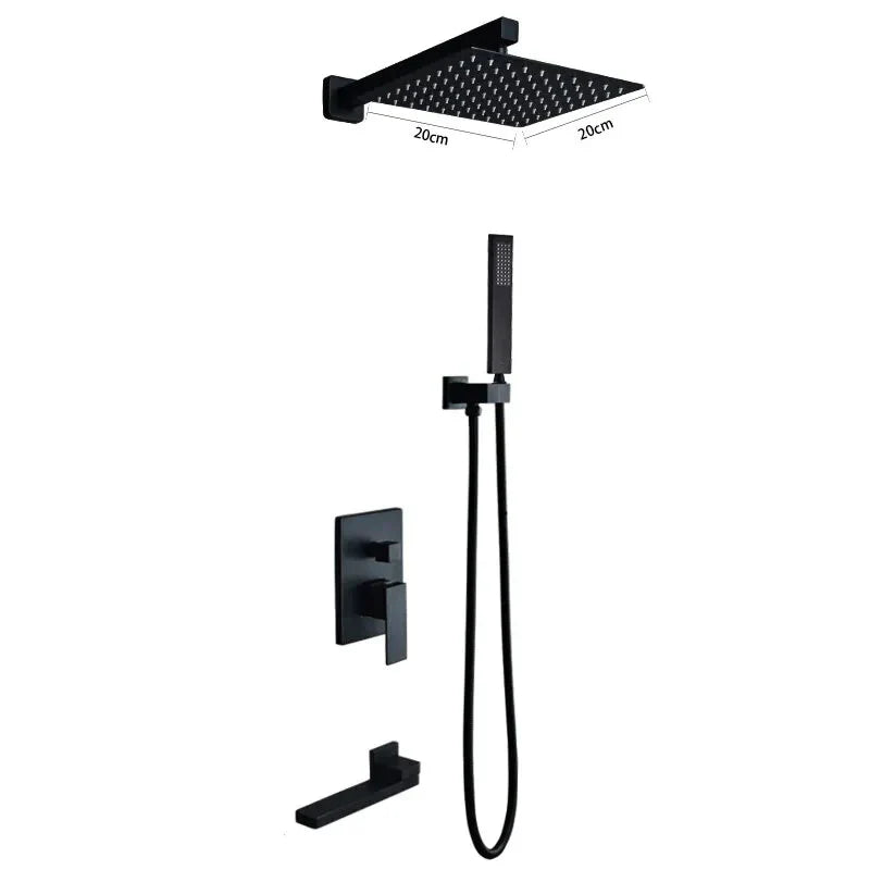 Robinet baignoire salle de bain colonne de douche douchette - Noir - Laiton