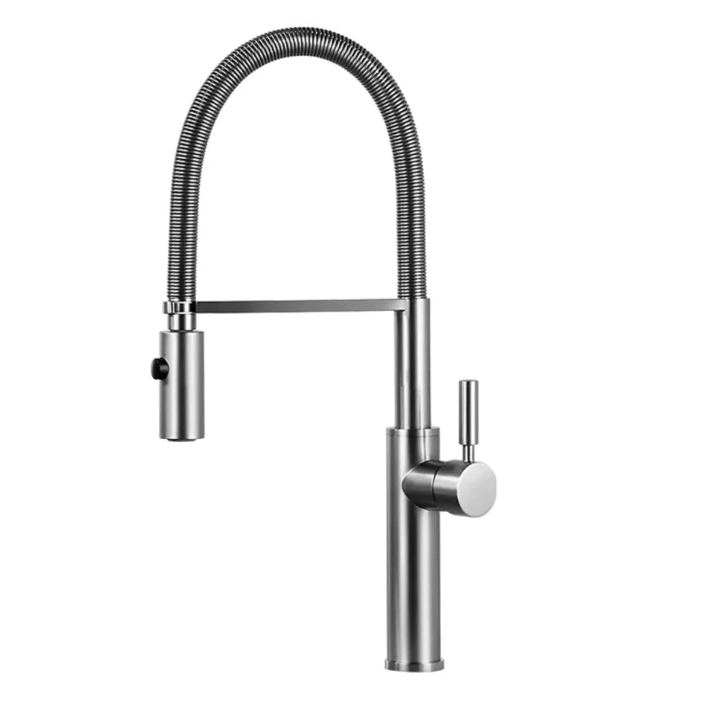 Robinet évier cuisine flexible douchette design - Argenté - Laiton