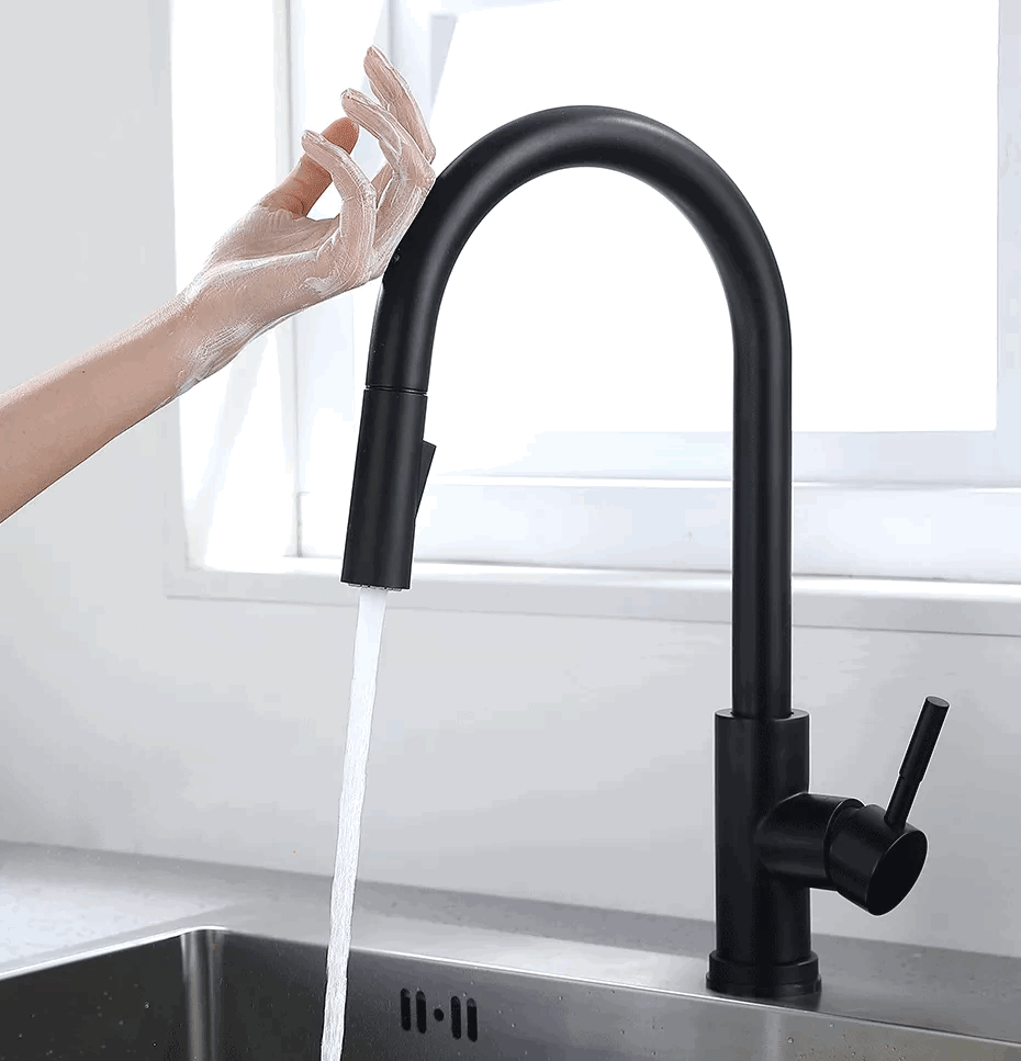 Robinet évier cuisine design mitigeur tactile pivotant - Argenté