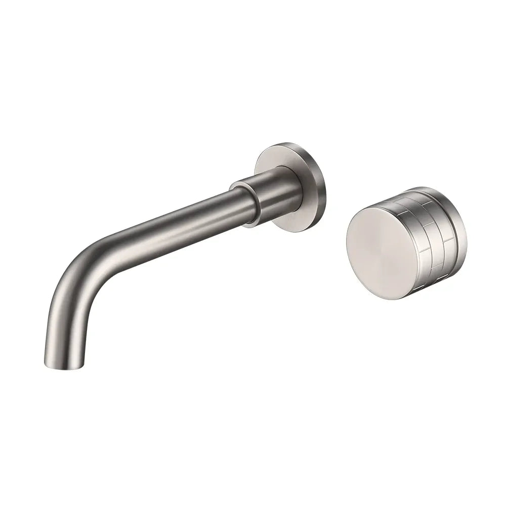 Robinet lavabo salle de bain mural encastrable mitigeur molette - Argenté - Laiton