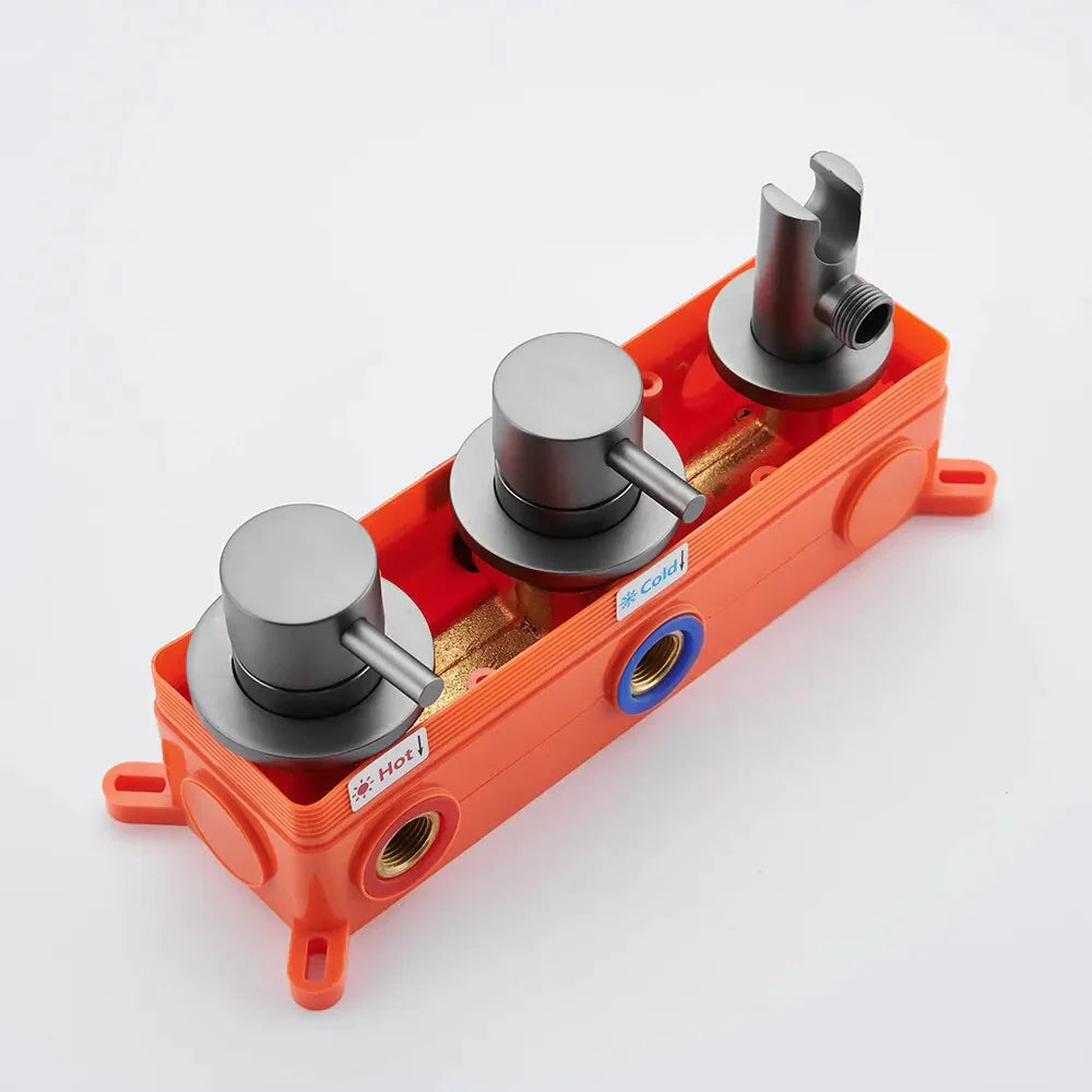 Robinet baignoire salle de bain mural encastrable douchette - Argenté - Laiton