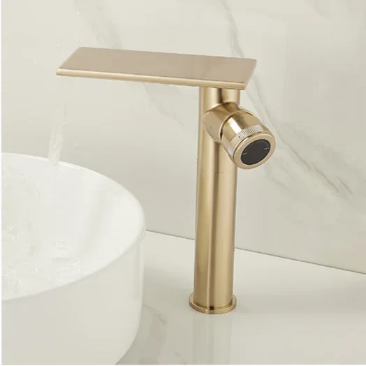 Robinet moderne bec plat mitigeur - Doré - Laiton